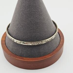 Two Tone Tribal Print Bangle Bracelet Artisian Bohemian Southwestern Stackable
